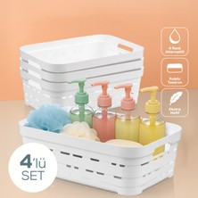 4'lü 8,2 Litre Delikli Saklama Kutusu Beyaz