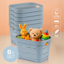 6'lı 5 Litre Delikli Saklama Kutusu Mavi