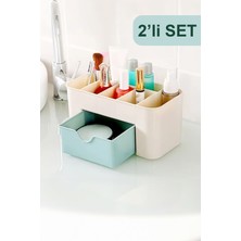 About The Perfect Yeşil 2'li 7 Bölmeli Mini Çekmeceli Takı ve Makyaj Organizeri
