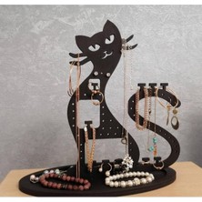 About The Perfect Kedi Figürlü Ahşap Takı Standı ve Küpe Kutusu, Şık ve Kullanışlı Tasarım