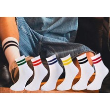 Drl Socks 6'lı Paket -Unisex- 6 Farklı Renkte Çemberi ile Günlük Kolej -Tenis Çorabı