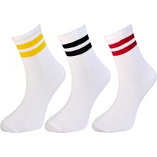 Drl Socks 6'lı Paket -Unisex- 6 Farklı Renkte Çemberi ile Günlük Kolej -Tenis Çorabı