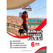 Karaca File Balkon Güvenlik Filesi – 3 m Yükseklik | Metreyle Kesim | 6 mm Ip, 10X10 cm Göz Aralığı + Montaj Aparatları (Beyaz)