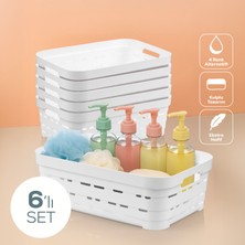 6'lı 8,2 Litre Delikli Saklama Kutusu Beyaz