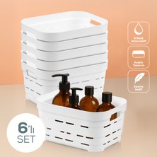 6'lı 3,8 Litre Delikli Saklama Kutusu Beyaz