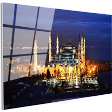 Boğaz Manzaralı Cami - Gece Istanbul Panoraması Cam Tablo