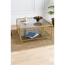 Uranüs Orta Sehpa Gold Füme Cam