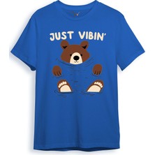 Just Vibin Sevimli Ayıcık Baskılı Regular Fit %100 Pamuk T-Shirt
