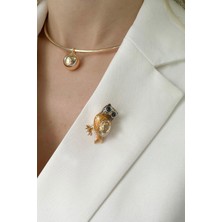 Modex Taşlı Baykuş Broş (En:2 cm Boy:4 cm)