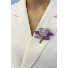 Modex Lila Rengi Akrilik Çiçek Broş (6*5cm)