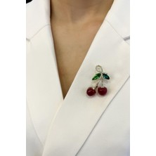 Modex Taşlı Kiraz Broş (Ölçü:4 cm)