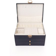 Ecrou Modern 2 Çekmeceli Takı Mücevher Kutusu Organizer Düzenleyici Siyah 13 X 23 X 10 Cm