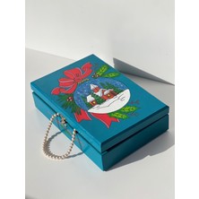 About The Perfect El Işi Ahşap Mücevher Kutusu, Kış Harikaları Tasarımı, Turkuaz Renkli