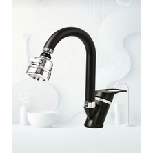 Siyah Mix Lavabo Bataryası Filtreli Oynar Başlıklı Banyo Musluğu Banyo Çeşmesi Çift Su Girişli