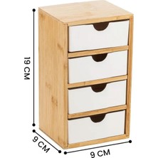 About The Perfect Bambu 4 Çekmeceli Ofis Makyaj ve Takı Organizeri, Kolye, Yüzük, Saat Saklama Kutusu