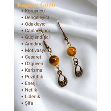 Ayrestyle Kaplan Gözü Doğal Taş Detaylı Kadın Sallantılı Küpe- 4,5 cm – Bohem Tarz, Doğal Enerji ve Şıklık Bir Arada!
