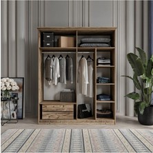 Soho 4 Kapaklı Antrasit Bazalı Gardırop