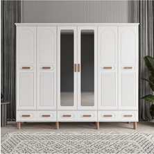 Pera 6 Kapaklı Beyaz Gardırop Tamamı Mdf
