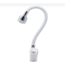 Beyaz Krom Detay Mutfak Eviye Bataryası Oynar Borulu 2 Fonksiyonlu Musluk