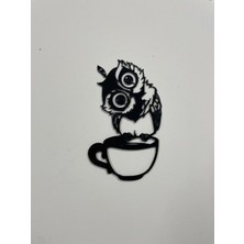 Coffee Yazılı Baykuş Figürlü Duvar Dekoru – 3D Baskı Mutfak Süsü