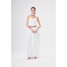 Nirina Bağlamalı Midi Etek