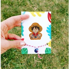 One Piece Monkey D Luffy Anime No 4 Ahşap Rozet Marteniçka Bileklik Hediyeli -Çanta-Broş-Aksesuar