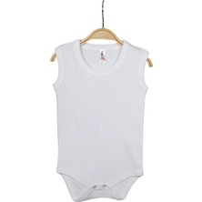 Hvc Ribanalı Askılı Bebek Atlet Body Pamuklu Unisex Beyaz