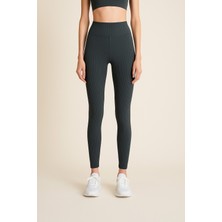 Yüksek Bel Toparlayıcı Ripli Fitilli Spor Kadın Tayt