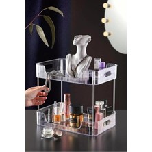 About The Perfect Iki Katlı Şeffaf Çok Amaçlı Düzenleyici, Kozmetik ve Takı Saklama Organizeri