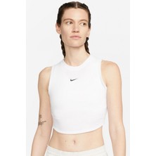 Nike Sportswear Essential Rib Cropped Women's Tight Fit Tank Top Kadın Dar Kesim Crop Atlet Beyaz