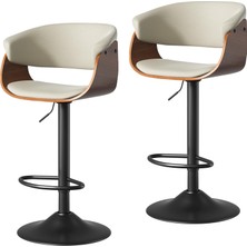 Hawthyhome Bar Taburesi 2'li Set, Yüksekliği Ayarlanabilir, Döner Mekanizma, Ahşap Ayaklı Bistro Taburesi