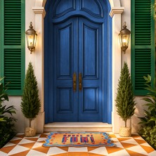 Kerala Coır Kapı Önü Paspası 45X75 cm Mavi