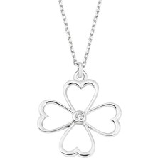 Gümüş Tektaşlı Yonca Kolye