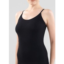 Kadın Büyük Beden Essential İnce Askı Siyah Atlet 1951