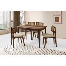 Milano Mdf Ortadan Açılır Masa 6 Adet Kuzey Sandalye Takım