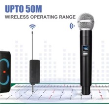 Profesyonel Çiftli Kablosuz Mikrofon Seti Karaoke Şarj Edilebilir 50 Metre Mesafe