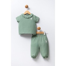 U.s. Polo Assn. Müslin Kumaş Dokuma Yeşil Kız Bebek Alt Üst Takım