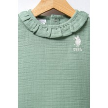 U.s. Polo Assn. Müslin Kumaş Dokuma Yeşil Kız Bebek Alt Üst Takım