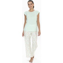 U.s Polo Assn. 20079 Kadın Kısa Kollu Bisiklet Yaka Pijama Takımı-Mint