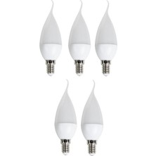 5 Adet Çok Kaliteli E14 Duy 5 Watt, 6400 Kelvin Beyaz Işık LED Ampul, Avize, Şamdan Ampulü Mum Ampul