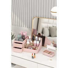 About The Perfect Pembe Makyaj ve Kozmetik Saklama Kutusu 2'li Set, Düzen ve Şıklık Için Ideal