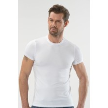 Pamuk Evi 1203 Modal O Yaka Kollu  Erkek Atlet Anıt Beyaz