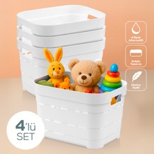 Vienev 4'lü Beyaz 5 Litre Delikli Saklama Kutusu Kompakt ve Fonksiyonel Kullanım için İdeal