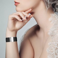 Huawei Watch Fit 3 / Fit 4 / Fit 4 Pro Uyumlu Metal Clips Kumaş Örgü Akıllı Saat Kordon