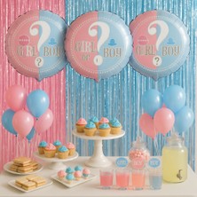 Girl And Boy Yazılı 18 Inç Folyo Balon - Kız Mı Erkek Mi Cinsiyet Belirleme Parti Balonu