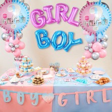 Girl And Boy Yazılı 18 Inç Folyo Balon - Kız Mı Erkek Mi Cinsiyet Belirleme Parti Balonu