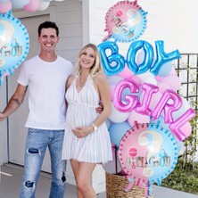 Girl And Boy Yazılı 18 Inç Folyo Balon - Kız Mı Erkek Mi Cinsiyet Belirleme Parti Balonu