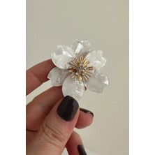 Altın Rengi Akrilik Şeftali Çiçeği Broş (5cm)