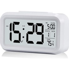About The Perfect Beyaz Dijital Masa Saati, Fotoselli, Işıklı, Alarmlı, Termometre, Takvim, Çalar Saat