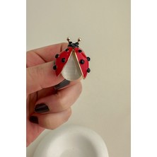 Taş Detay Kırmızı Sedefli Uğur Böceği Broş (3cm)